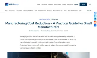 Preview of the Small Manufacturers Case Study