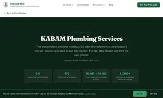 Preview of the Kabam Plumbing Services Case Study