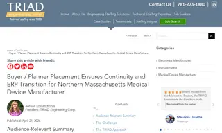 Preview of the Northern Massachusetts Medical Device Manufacturer Case Study