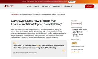 Preview of the Fortune 500 Financial Institution Case Study
