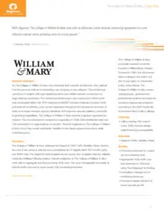 Preview of the College of William and Mary Case Study