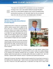Preview of the Optimal Health Physicians Case Study