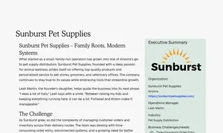 Preview of the Sunburst Pet Supplies Case Study