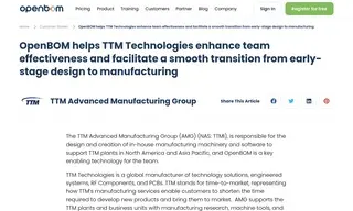 Preview of the TTM Advanced Manufacturing Group Case Study