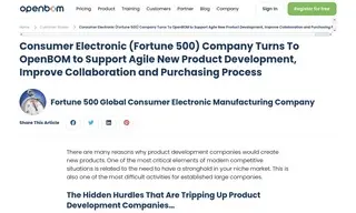 Preview of the Fortune 500 Global Consumer Electronic Manufacturing Company Case Study