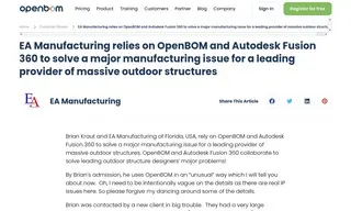 Preview of the EA Manufacturing Case Study