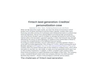 Preview of the Creditas Case Study