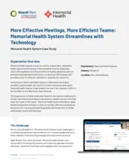 Preview of the Memorial Health System Case Study